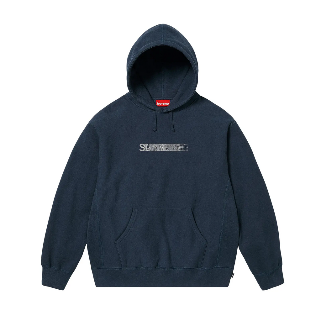 Supreme Swarovski Motion Logo Hooded Sweatshirt Navy [USED] - XL (Used)