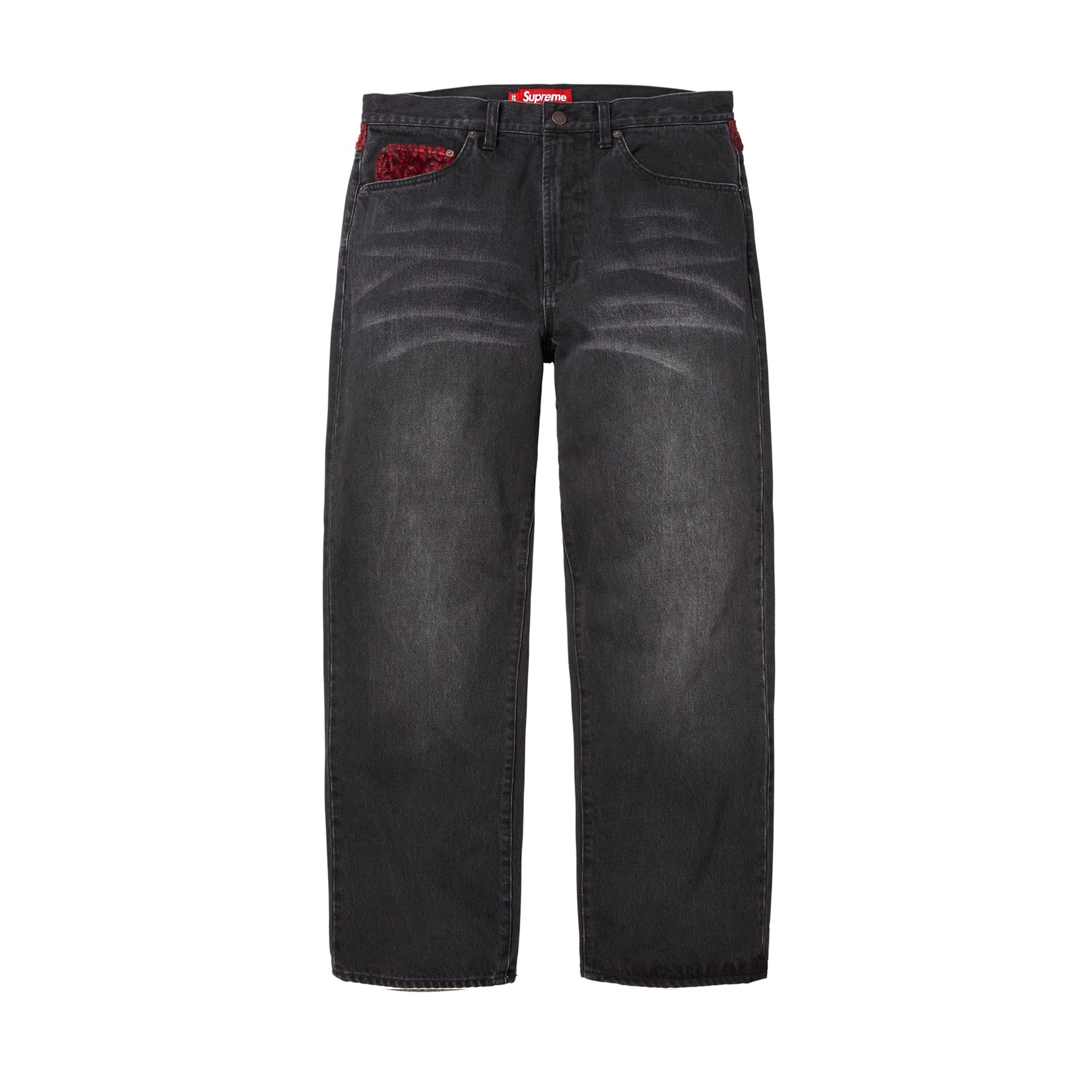 Supreme Leopard Faux Fur Loose Fit Jean Washed Black (FW25)