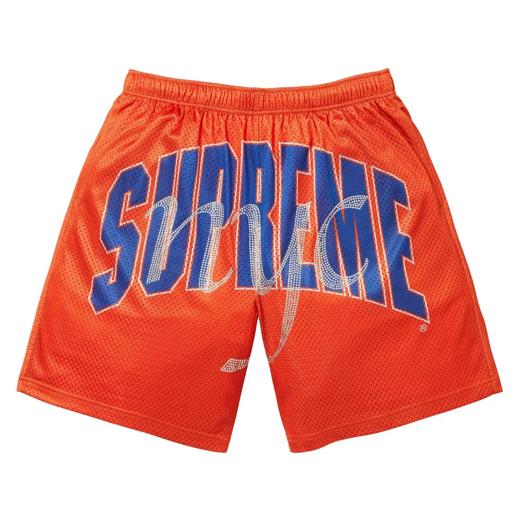 Supreme Rhinestone Mesh Short Orange