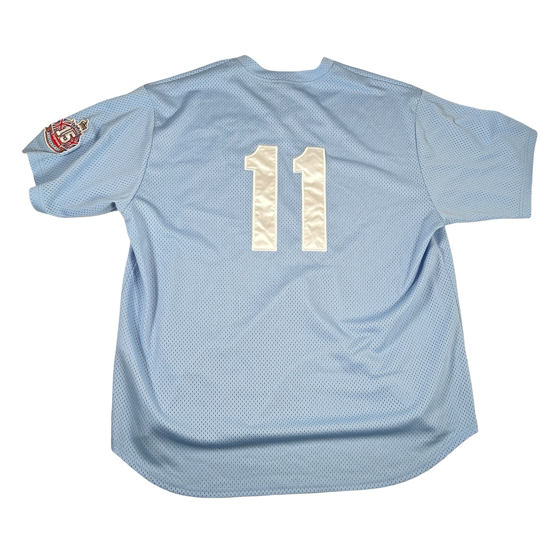 Supreme London Shop S Logo Baseball Henley Light Blue [USED] - XL (Used)