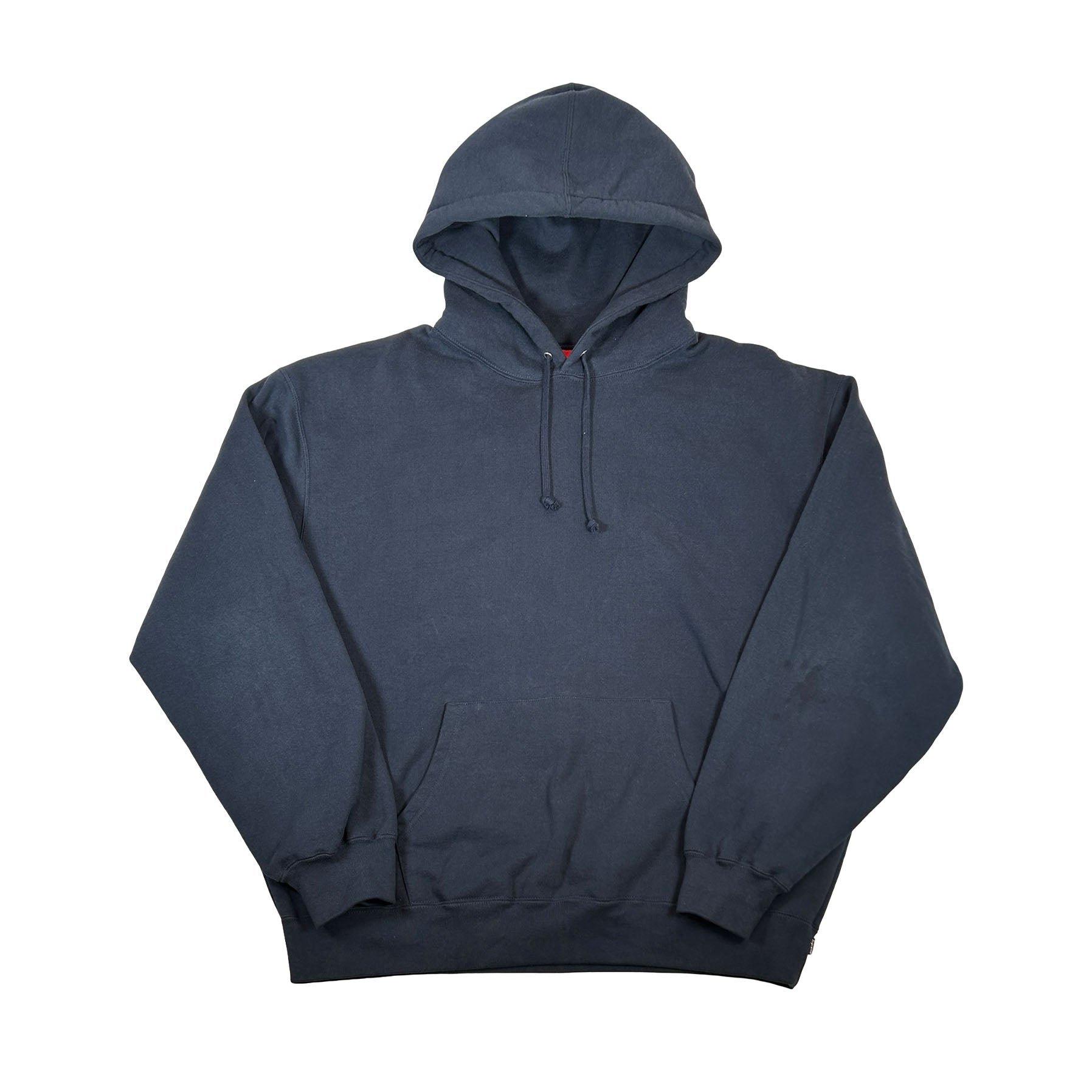 Supreme Satin Applique Hooded Sweatshirt (SS26) Washed Navy [USED] - XL (Used)