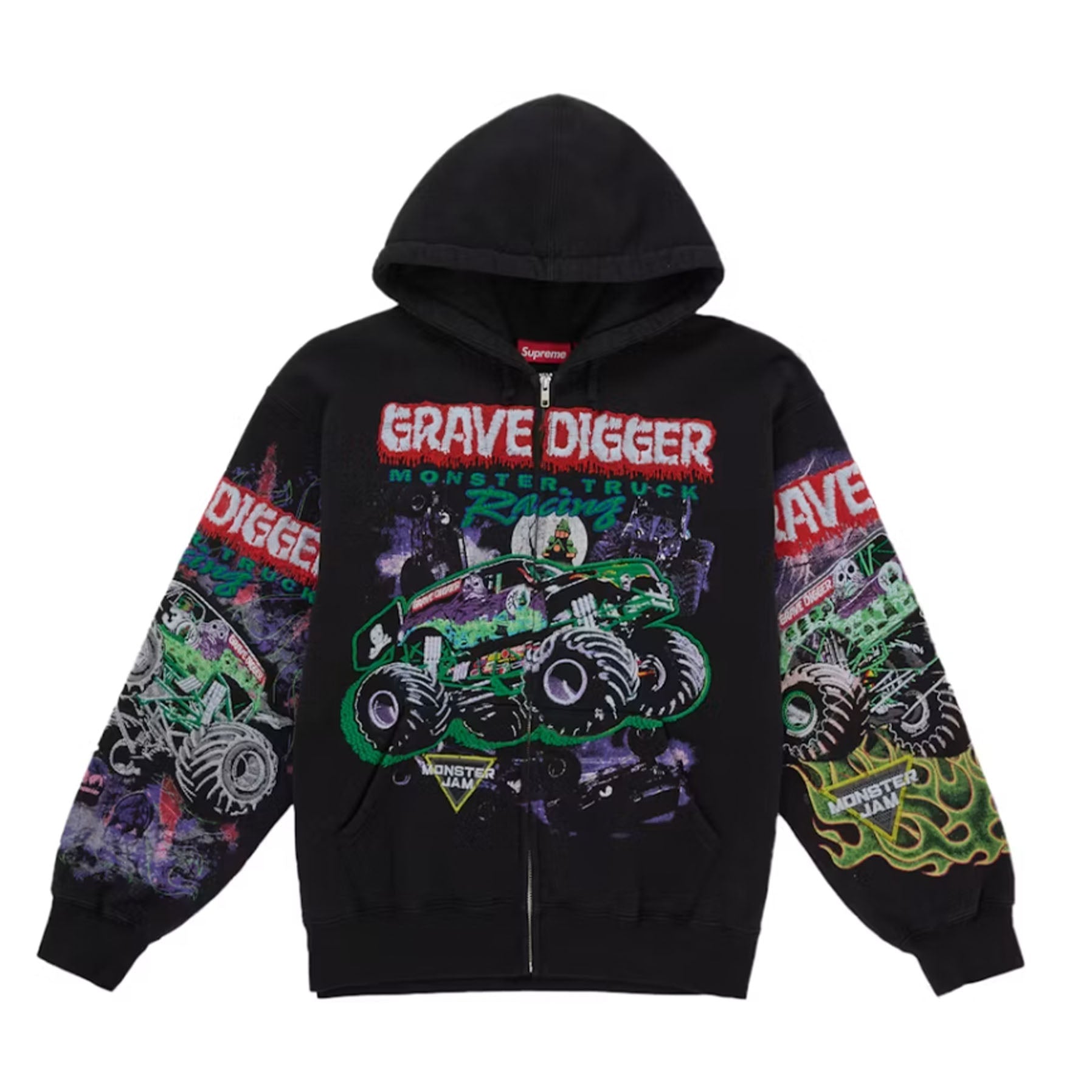 Supreme Grave Digger Zip Up Hooded Sweatshirt Black