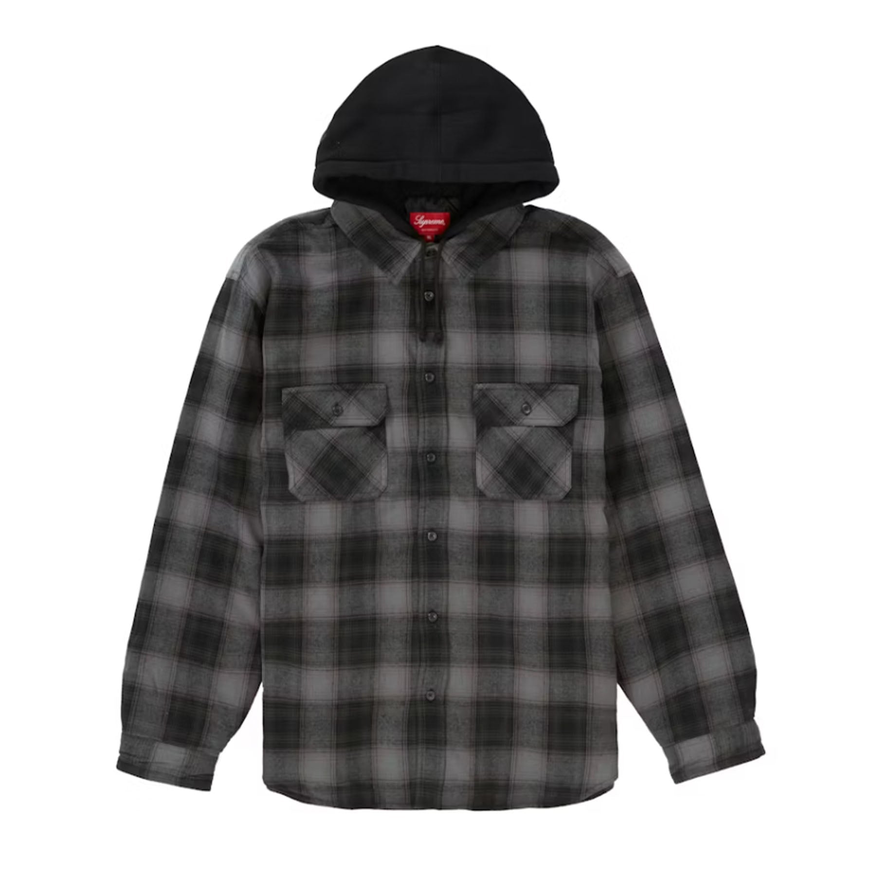 Supreme Hooded Flannel Zip Up Shirt Black [USED] - L (Used)