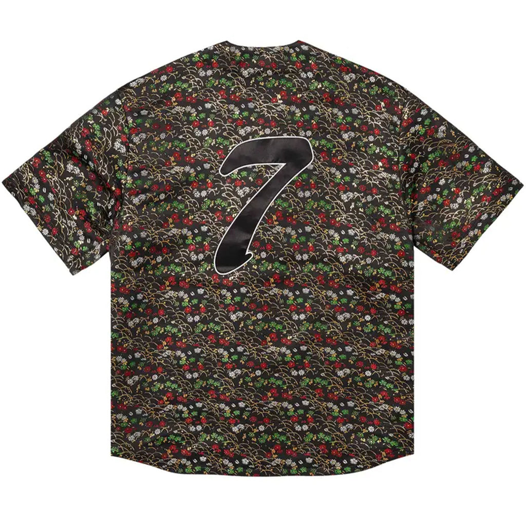 Supreme Floral Jacquard Baseball Jersey Black