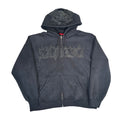 Supreme Leather Applique Zip Up Hooded Sweatshirt Black [USED] - L (Used)