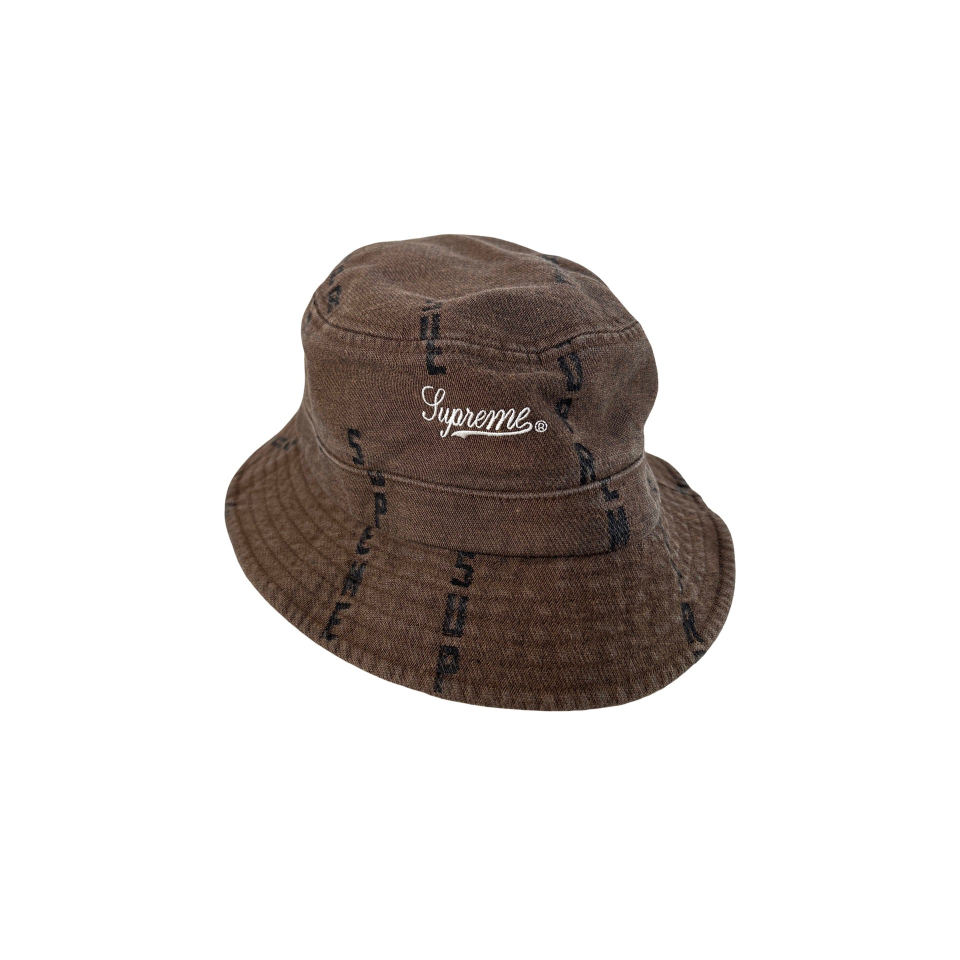 Supreme Logo Stripe Jacquard Denim Crusher Brown [USED]