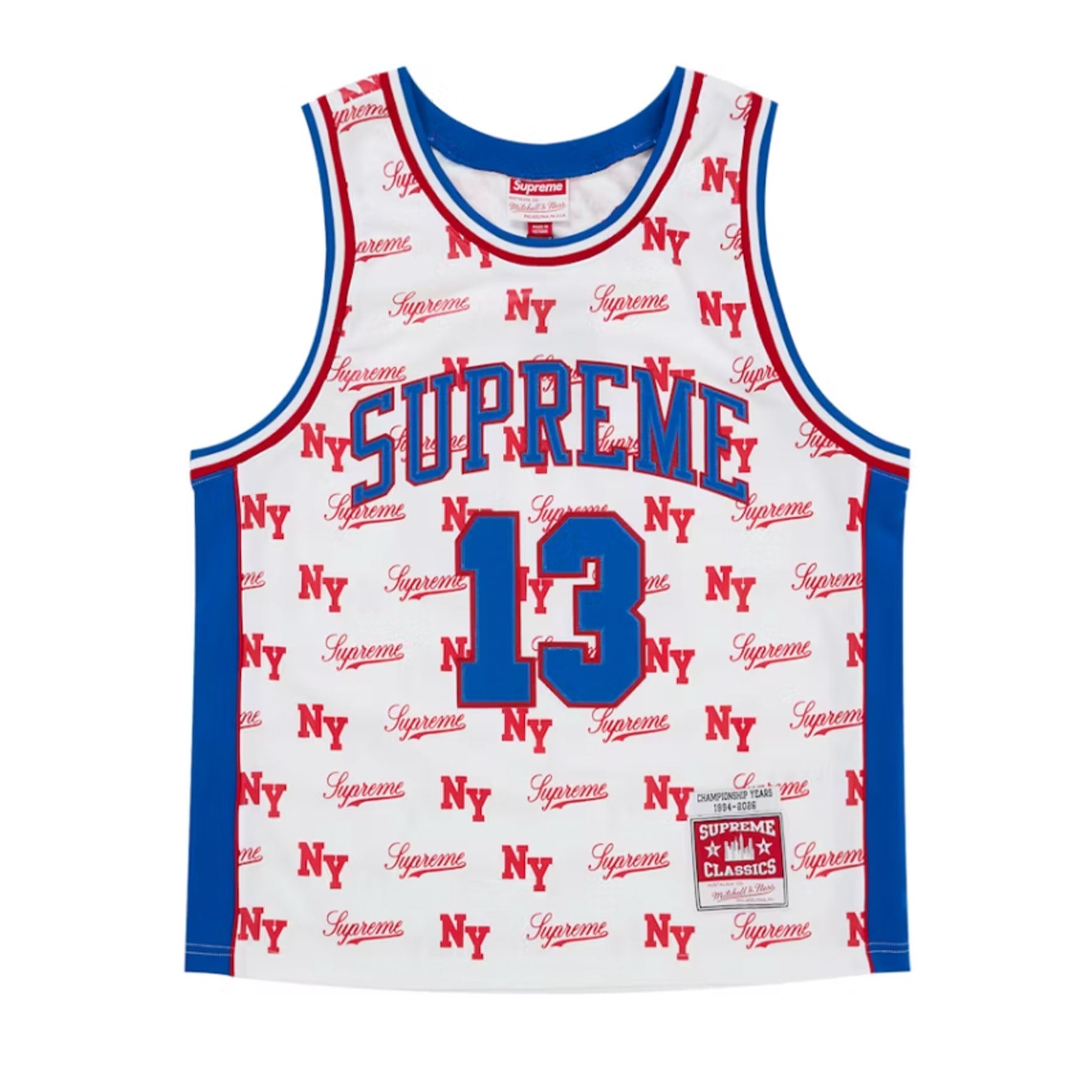 Supreme Mitchell & Ness Monogram Basketball Jersey White [USED] - S (Used)