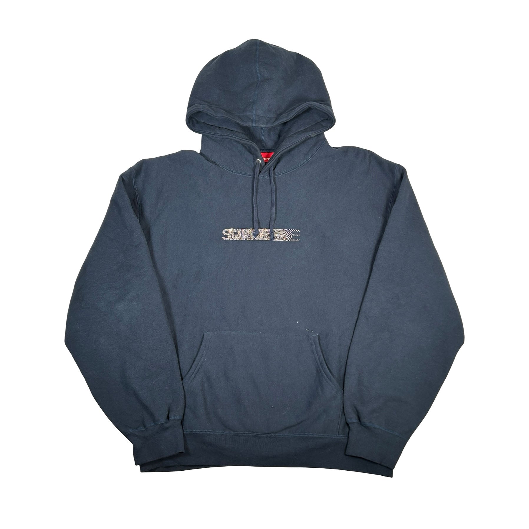 Supreme Swarovski Motion Logo Hooded Sweatshirt Navy [USED] - XL (Used2)
