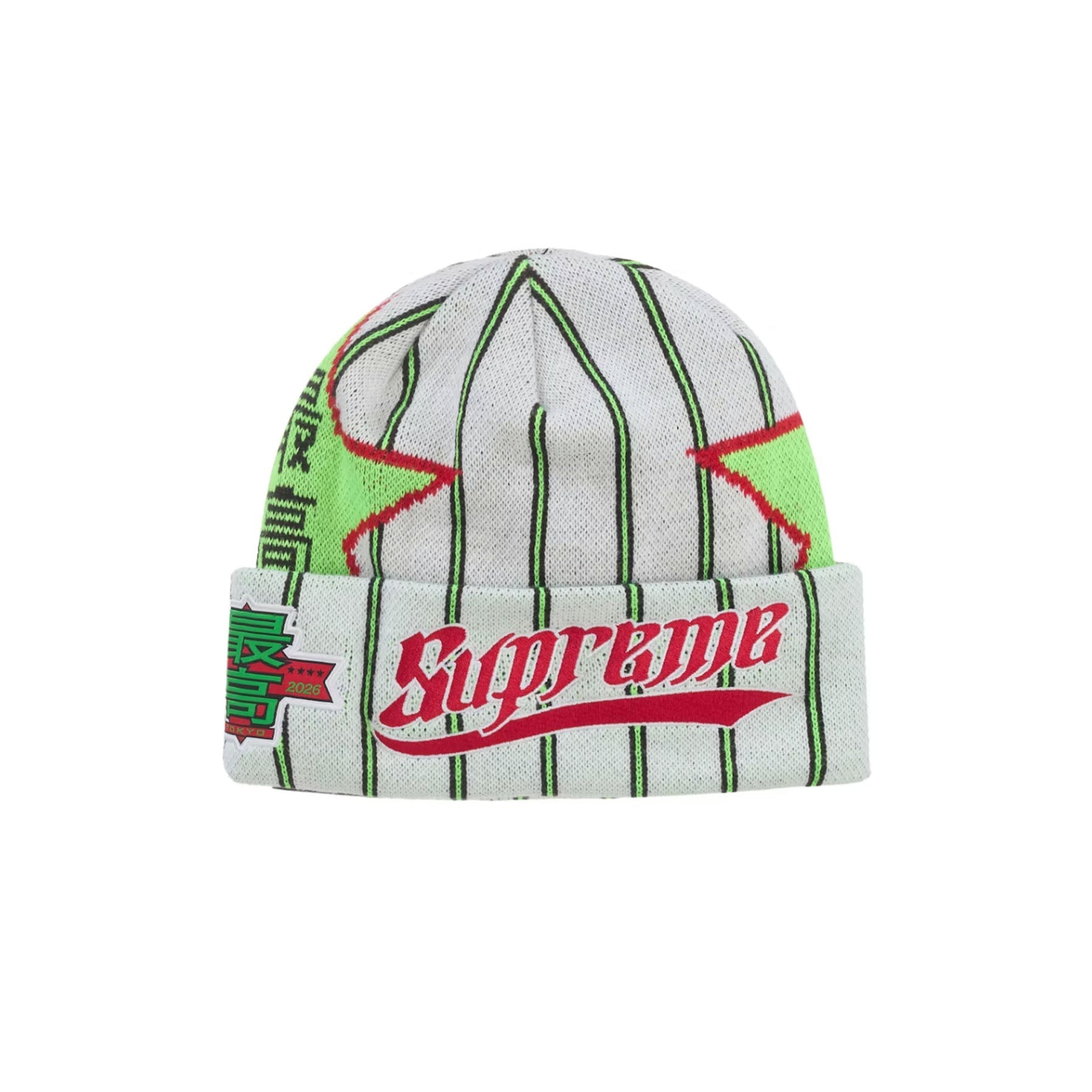 Supreme New Era Stars Beanie White