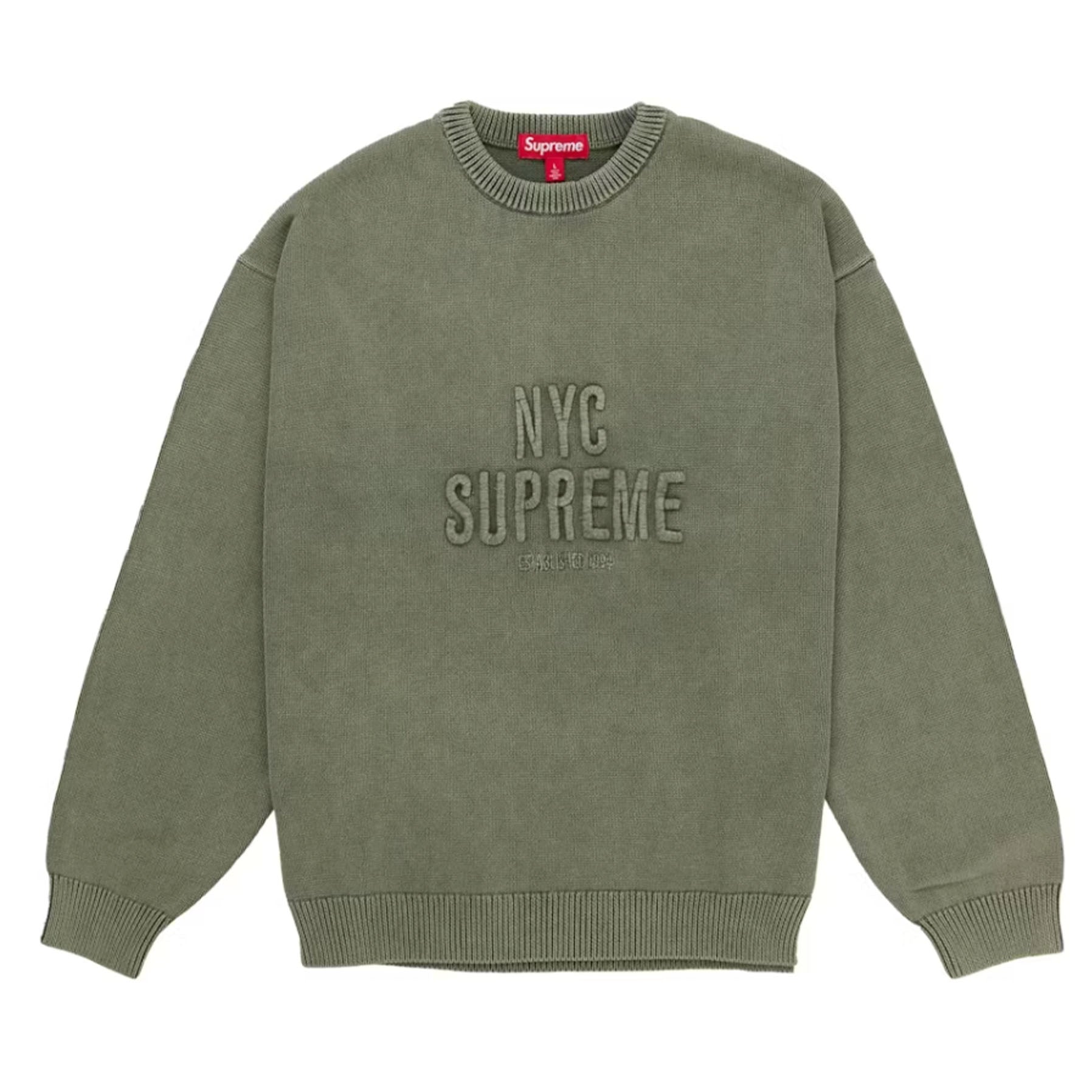 Supreme Overdyed Raised Sweater Olive [USED] - S (Used)