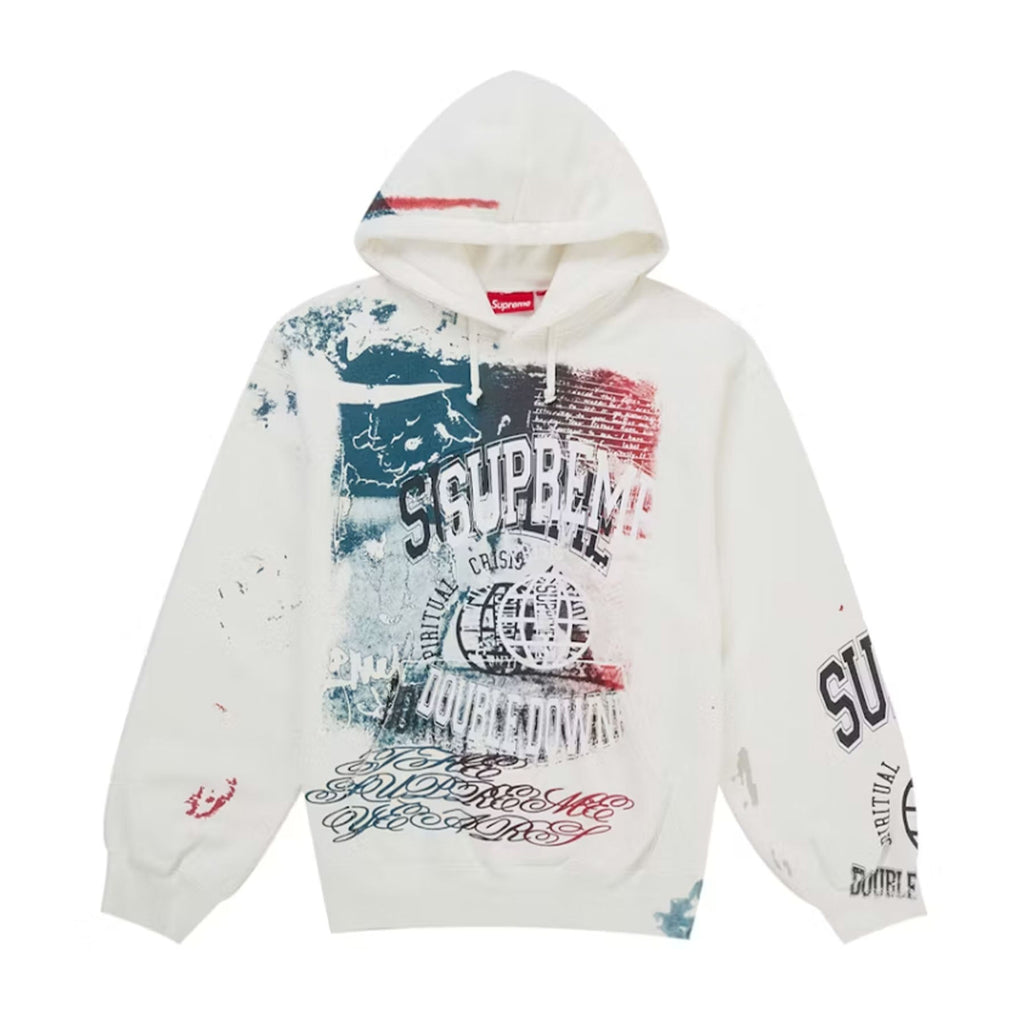 Supreme Overprint Hooded Sweatshirt White