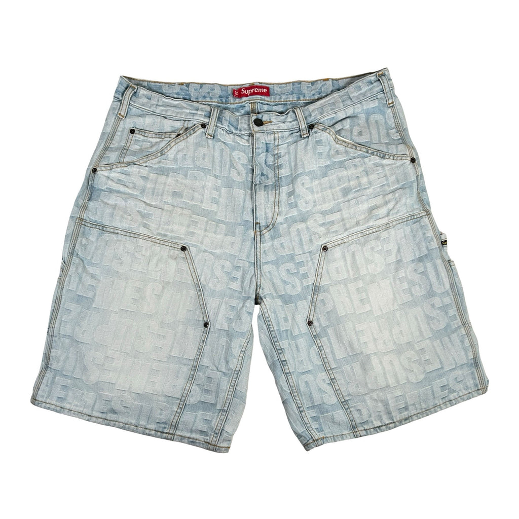 Supreme Repeat Jacquard Double Knee Denim Short Light Washed Indigo [USED] - 38 (Used)