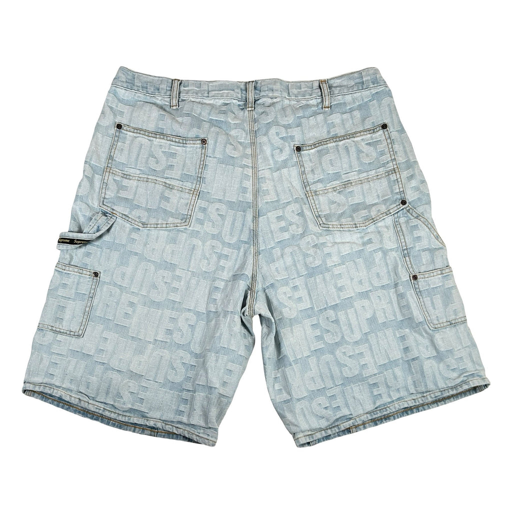 Supreme Repeat Jacquard Double Knee Denim Short Light Washed Indigo [USED] - 38 (Used)