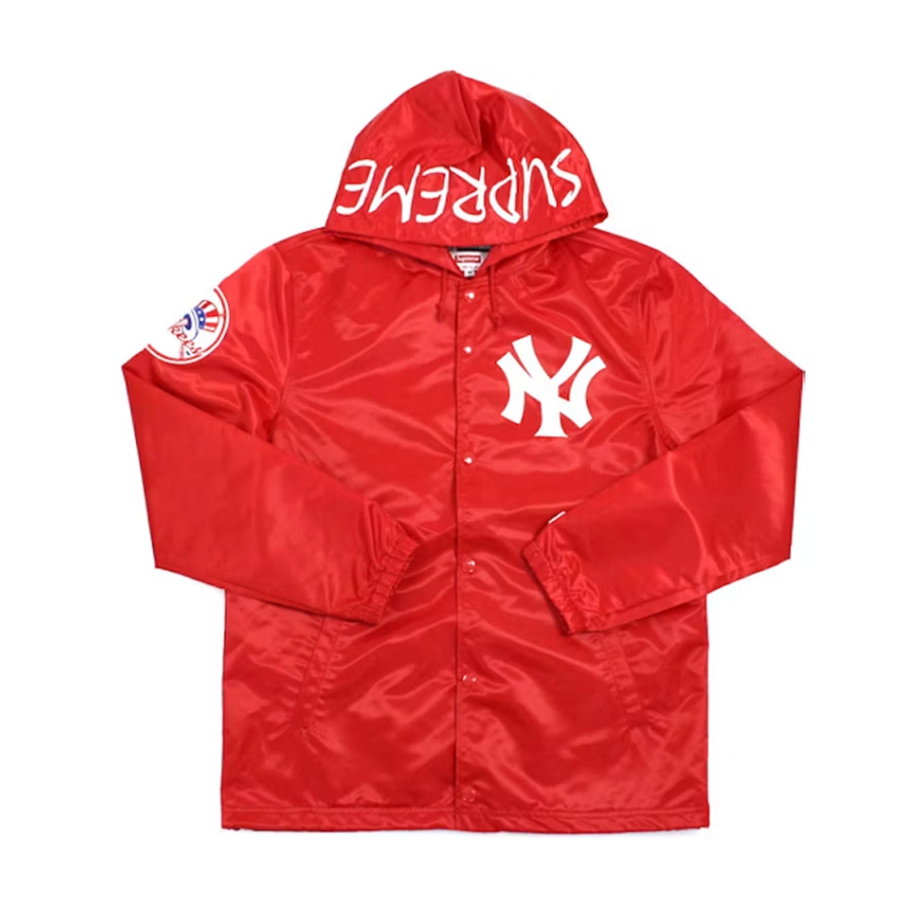 Supreme Yankees Satin Hooded Jacket Red [USED] - M (Used)
