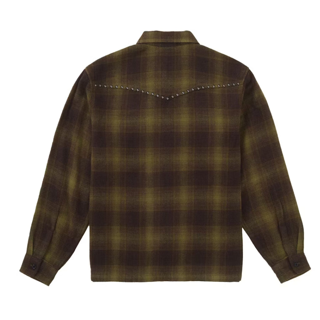 Supreme Studded Shadow Plaid Zip Up Shirt Green