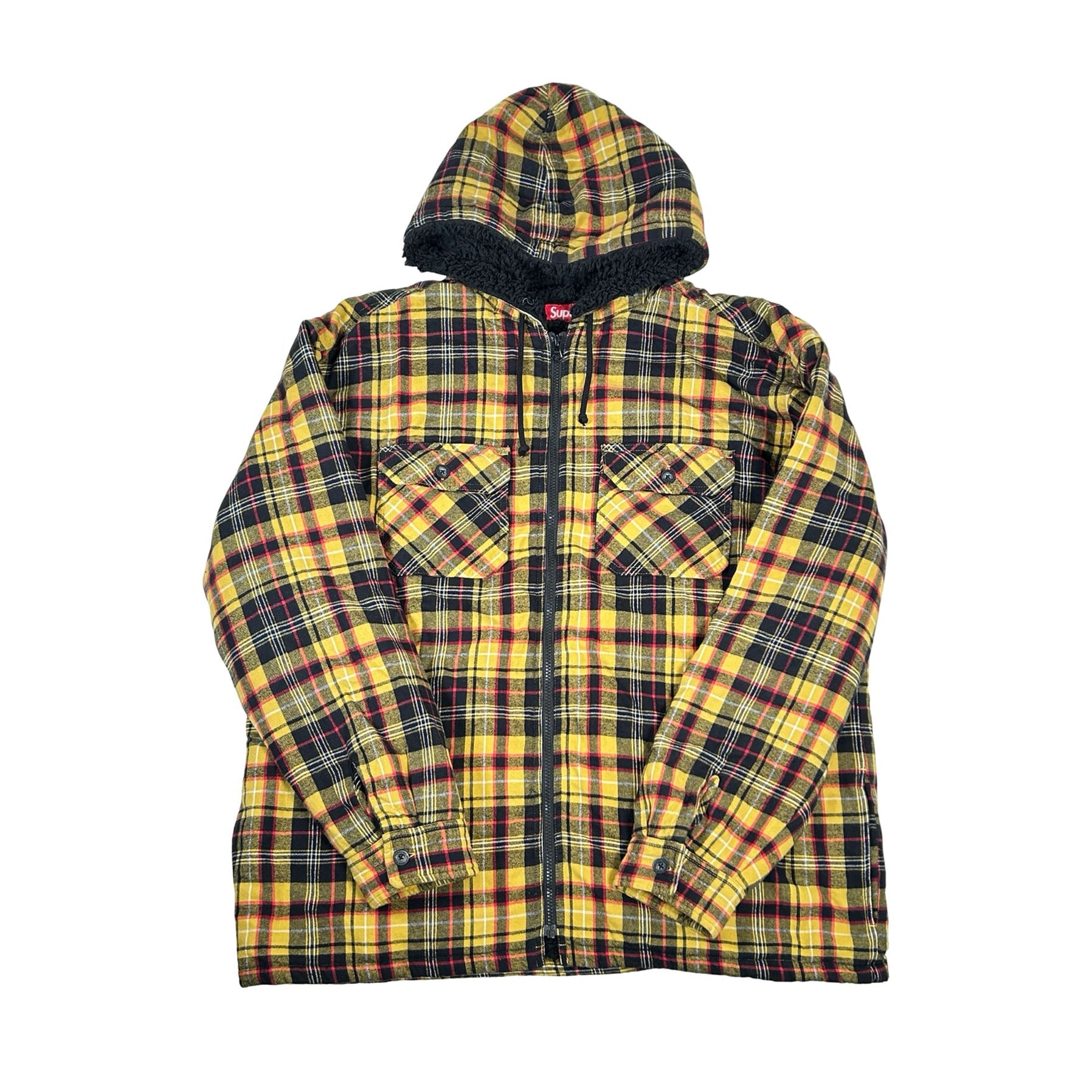 Supreme Lined Zip Up Hooded Flannel Shirt Yellow [USED] - XL (Used)