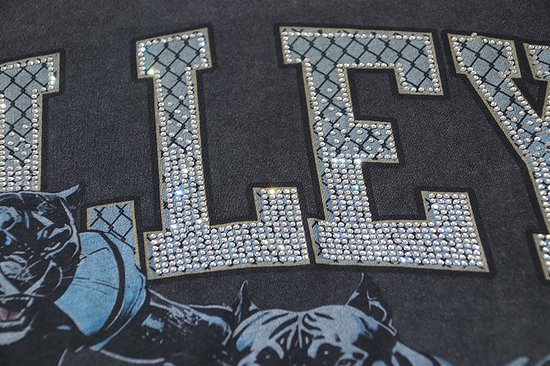 VALE USA Athletic Rhinestone Graphic T-Shirt — detail