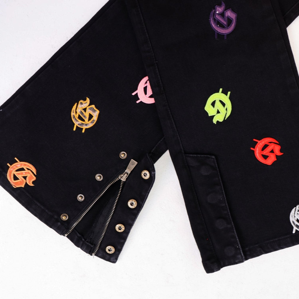 Godspeed Embroidered Flared Jeans — detail