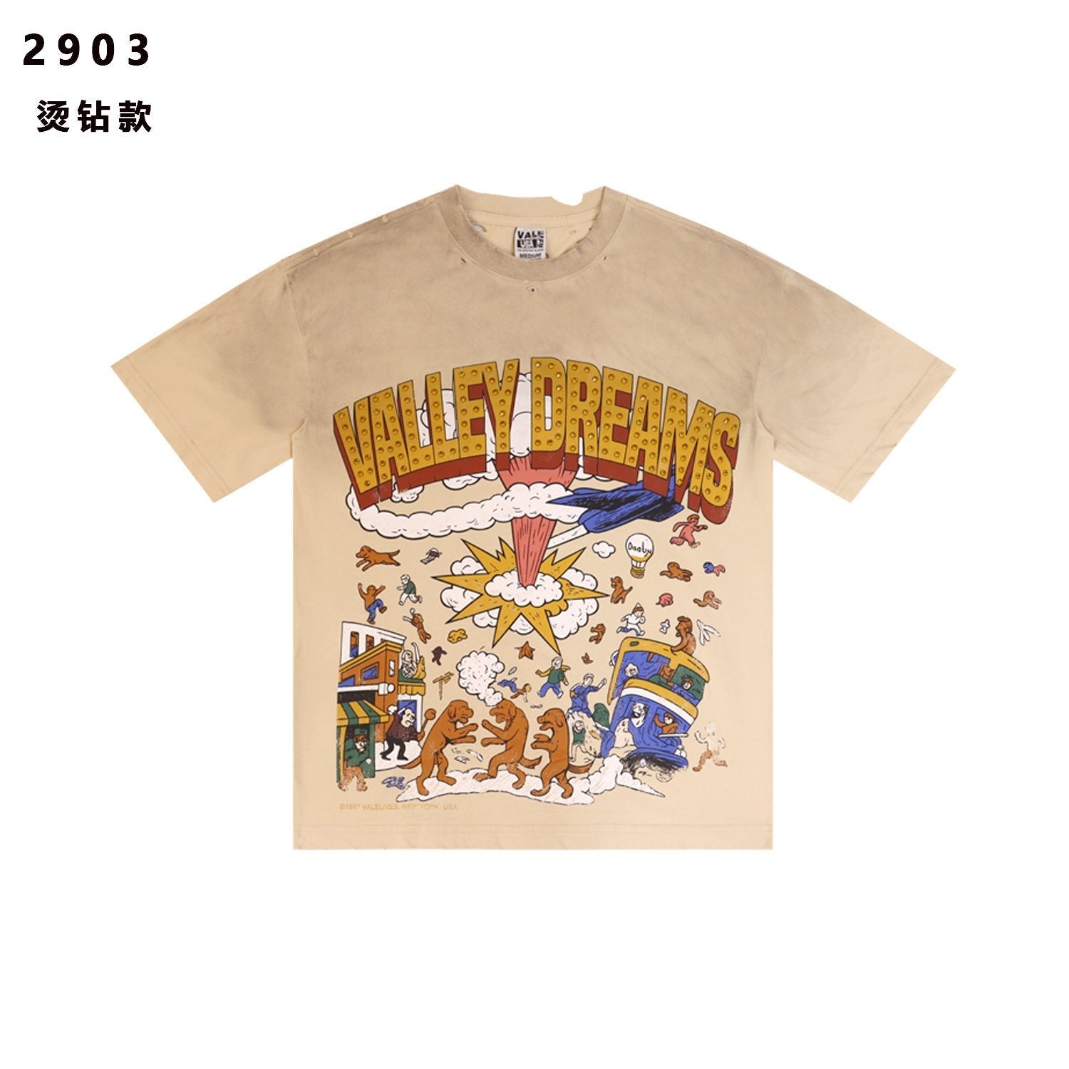 VALE USA Valley Dreams Studded Graphic T-Shirt — front