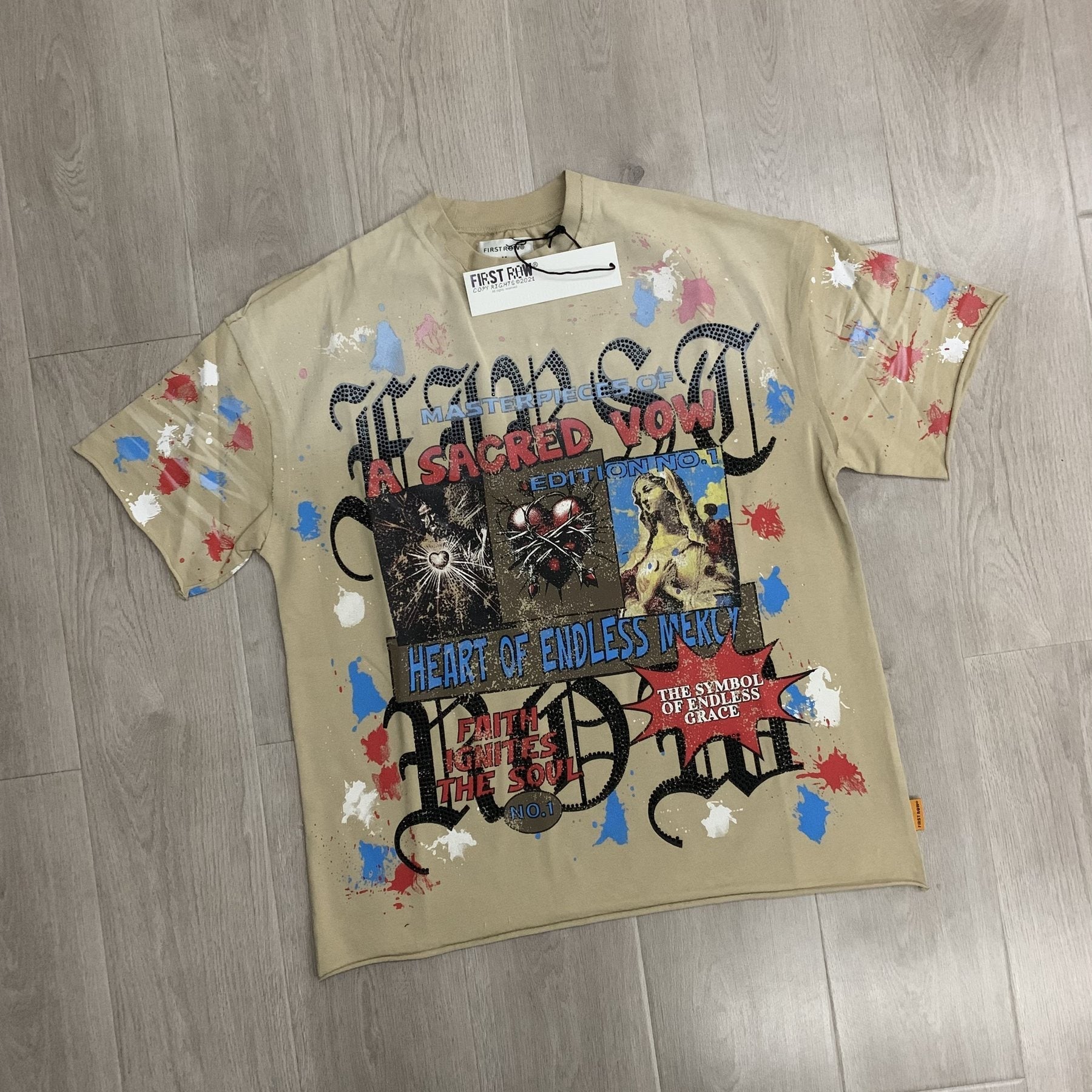 FIRST ROW A Sacred Vow Graphic T-Shirt - Beige — front