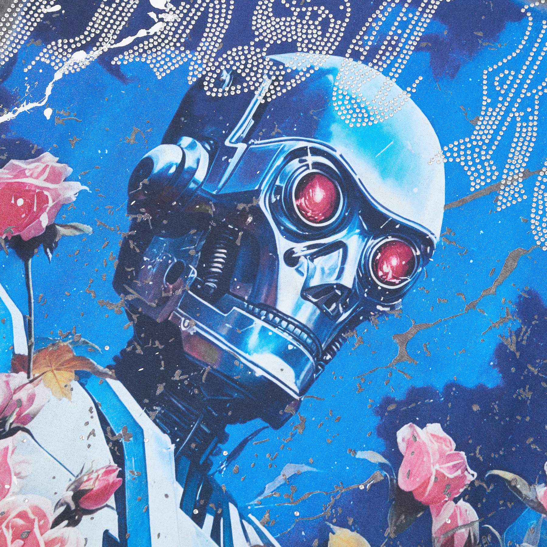 FIRST ROW Washed Grey Front & Back Graphic T-Shirt — detail