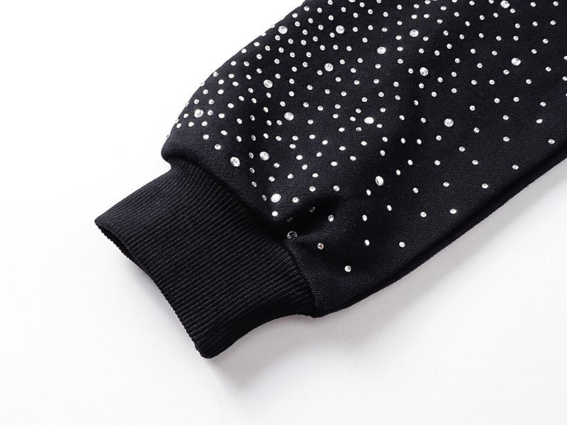 Mixed Emotion Angel Rhinestone Sleeve Graphic Hoodie — detail