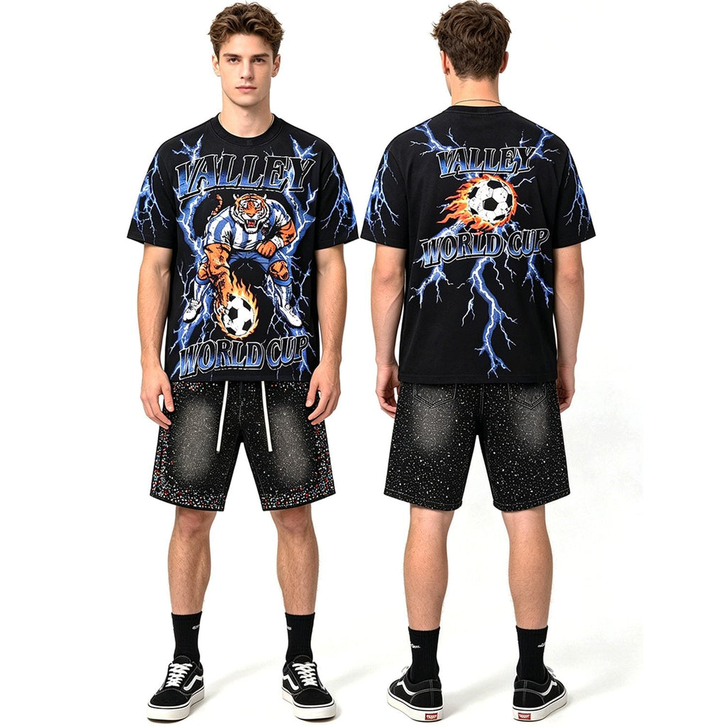 Valley Dreams World Cup Tiger Soccer Graphic T-Shirt — model