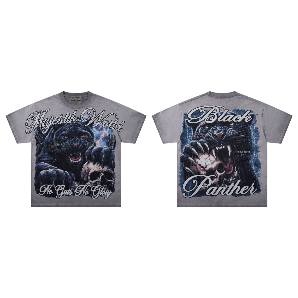 MAJESTIK Panther Skull Graphic T-Shirt — context