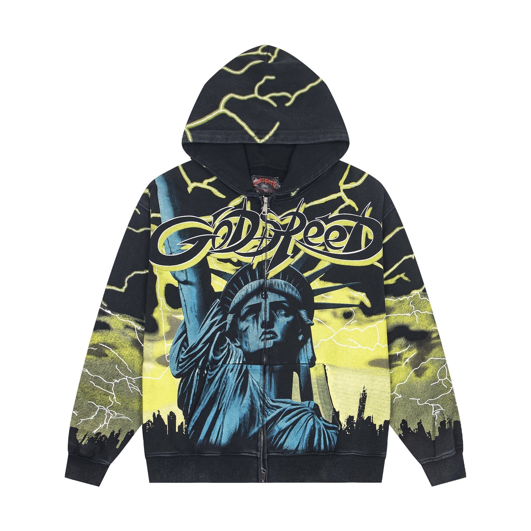 Godspeed Out of Many One All-Over Print Zip Hoodie — front