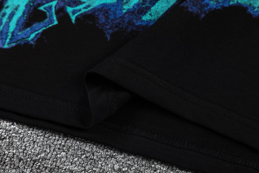 GUAPI Blue Graphic Black T-Shirt — detail
