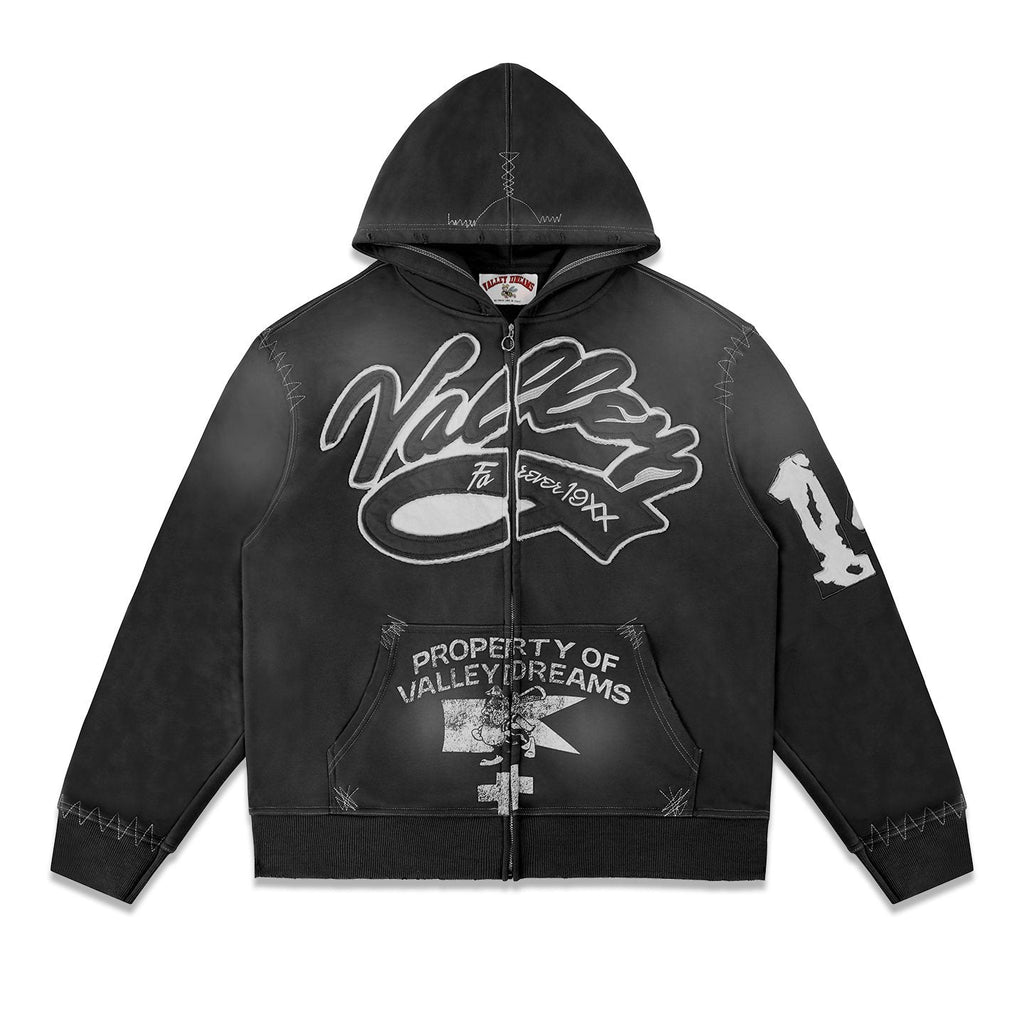 Valley Dreams Washed Full-Zip Graphic Hoodie — front