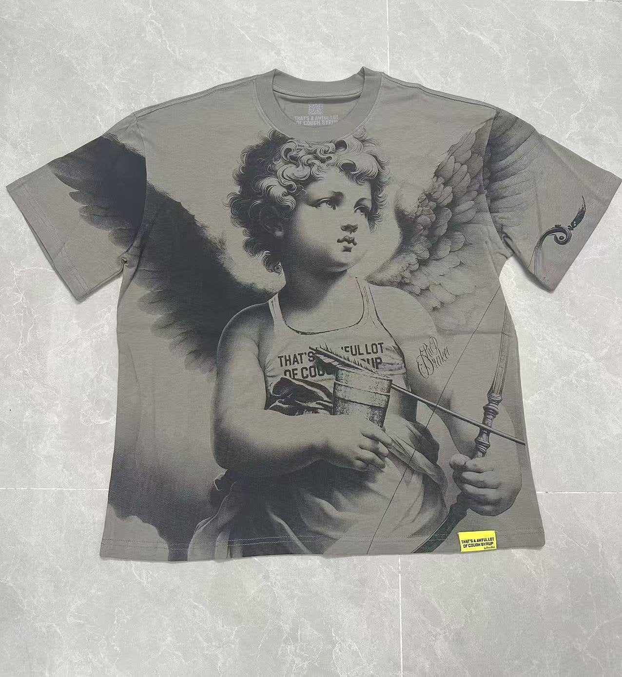 THAT'S A AWFUL LOT OF COUGH SYRUP Angel Gothic Text Graphic T-Shirt — hero