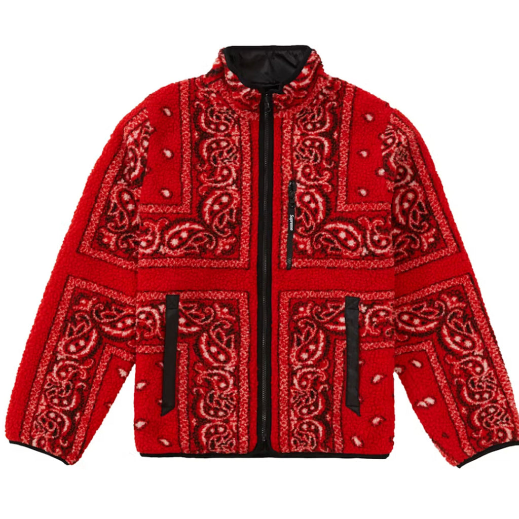 Supreme Reversible Bandana Fleece Jacket Red