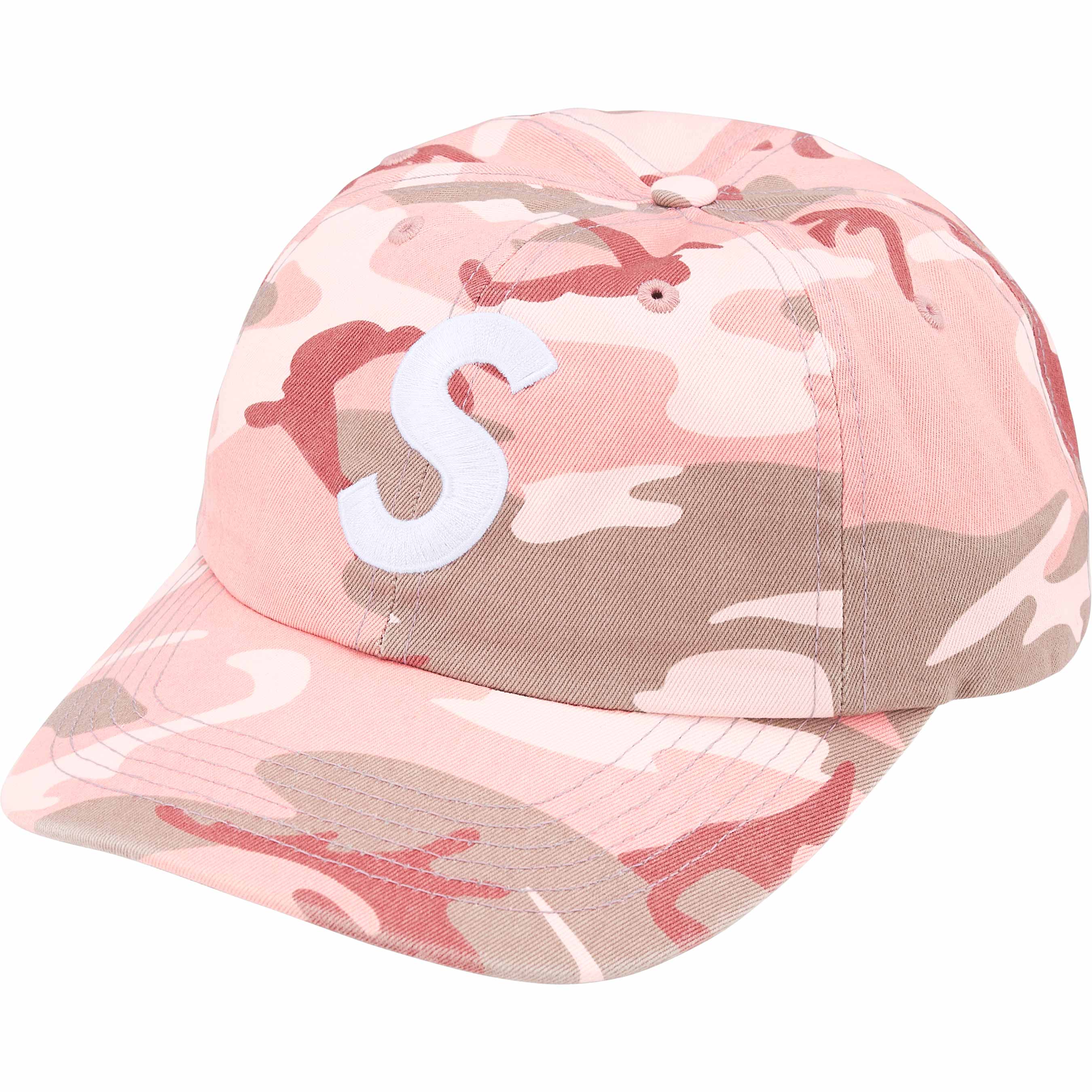 Supreme Pigment Coated S Logo 6 Panel Pink Camo