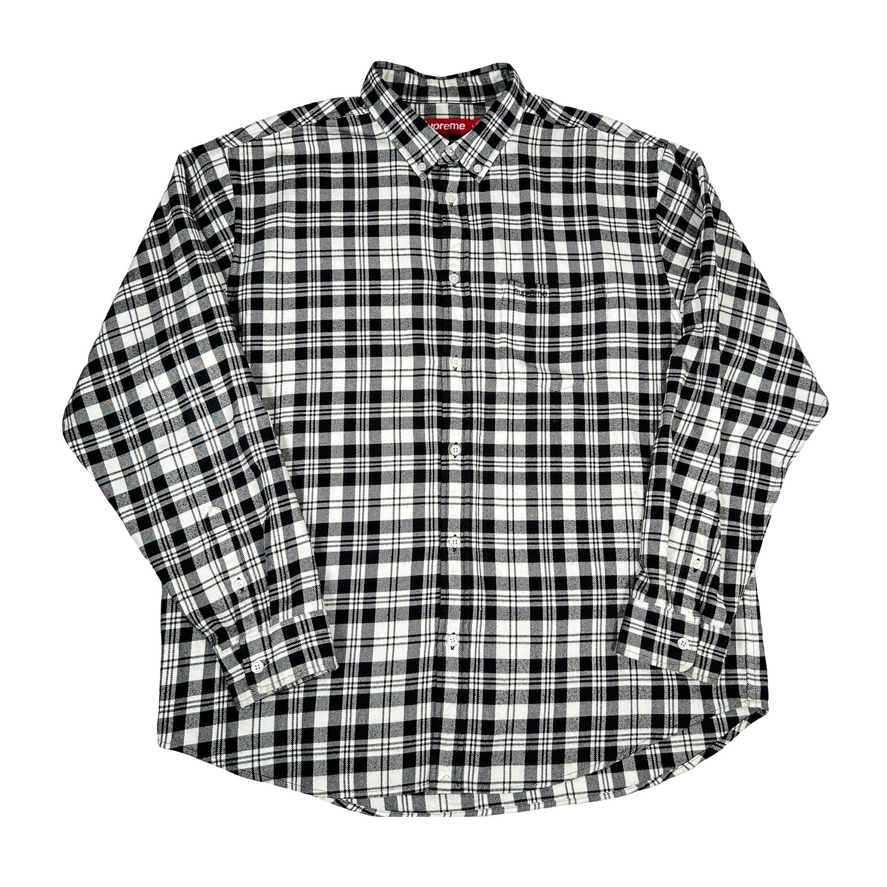 Supreme Plaid Flannel Shirt (FW25) White [USED] - L (Used)