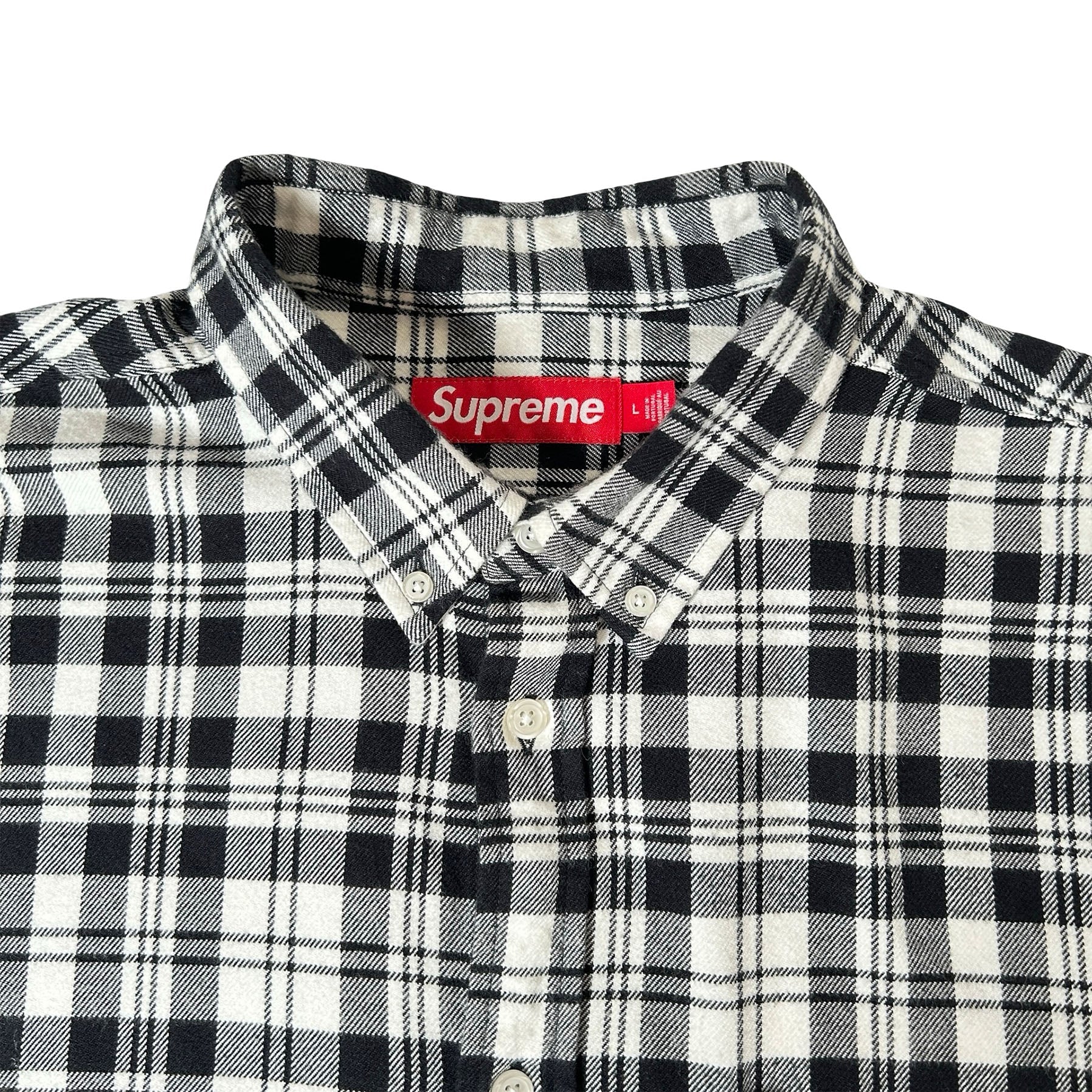 Supreme Plaid Flannel Shirt (FW25) White [USED] - L (Used)