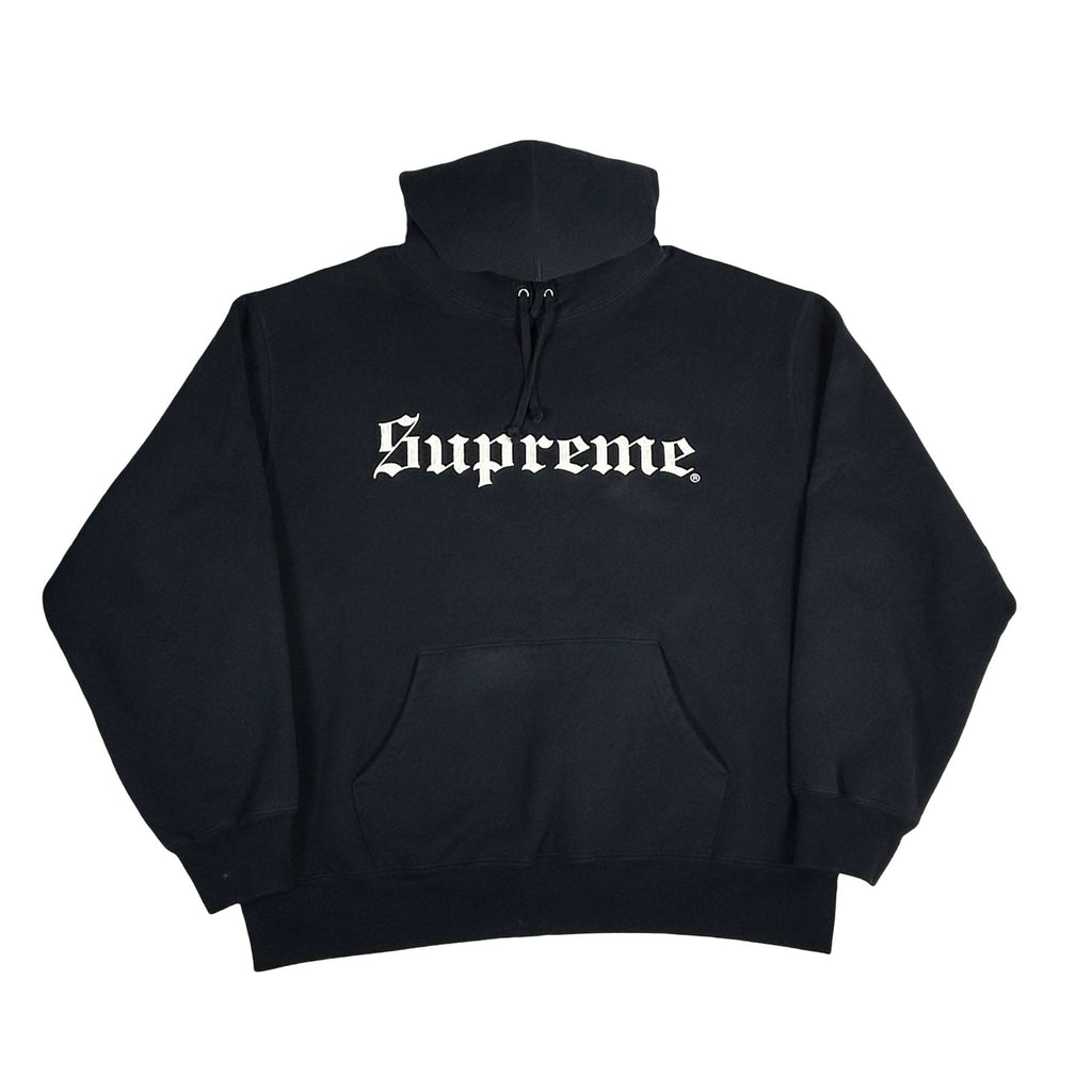 Supreme Washed Old English Hooded Sweatshirt Navy [USED] - M (Used)