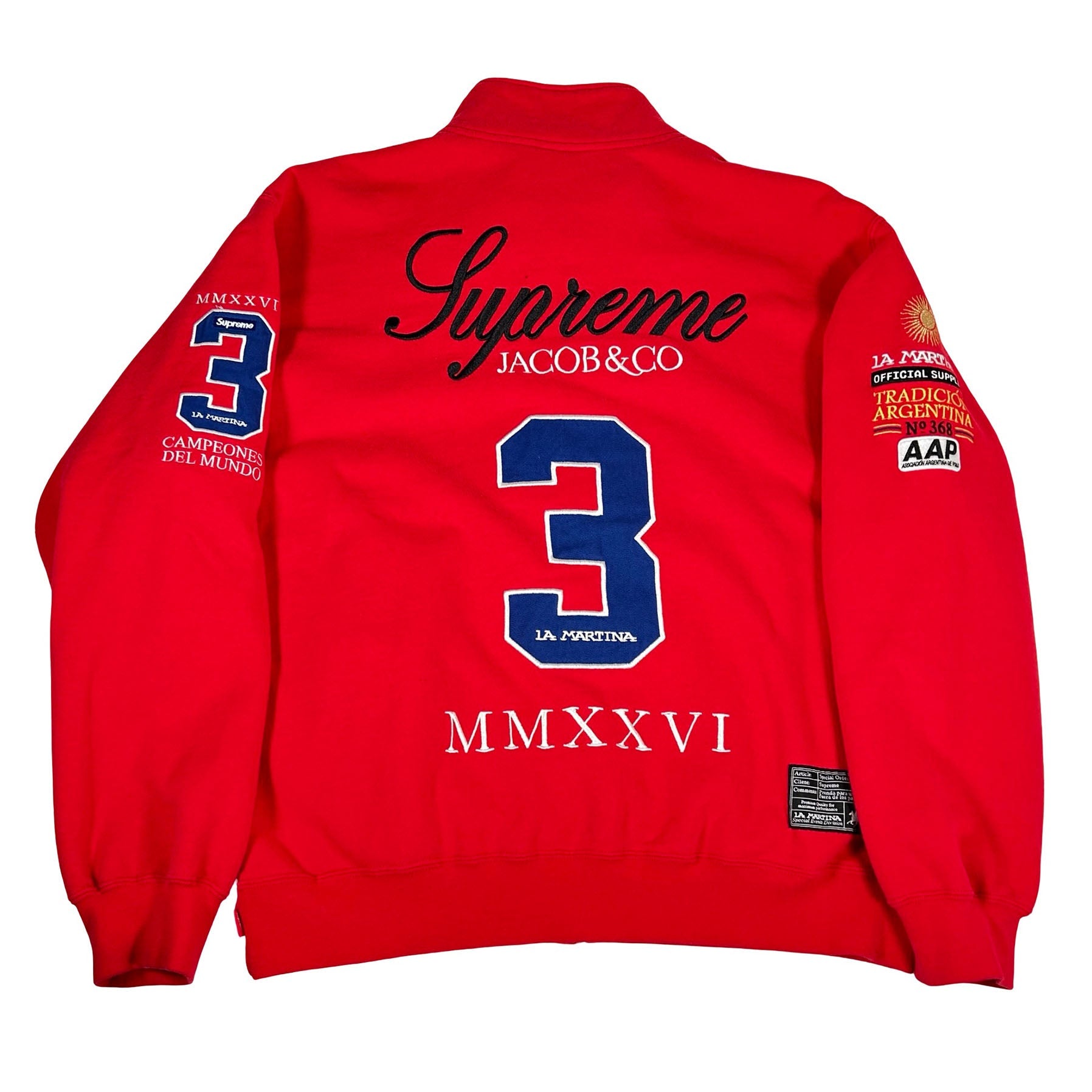 Supreme x La Martina x Jacob & Co Zip Up Sweatshirt Red [USED] - M (Used)