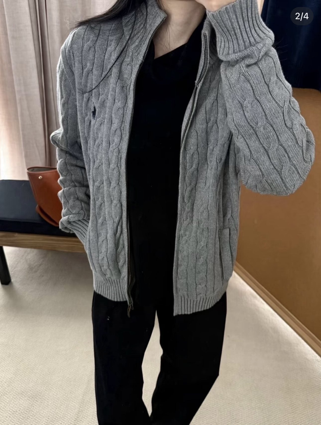 Test2-Ralph Lauren Full-Zip Cable-Knit Sweater — hero